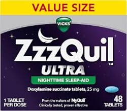ZzzQuil, Ultra, Sleep Aid, Doxylamine Succinate 25mg, Sleep Aids for Adults, Nighttime Sleep Aid, 48 Count