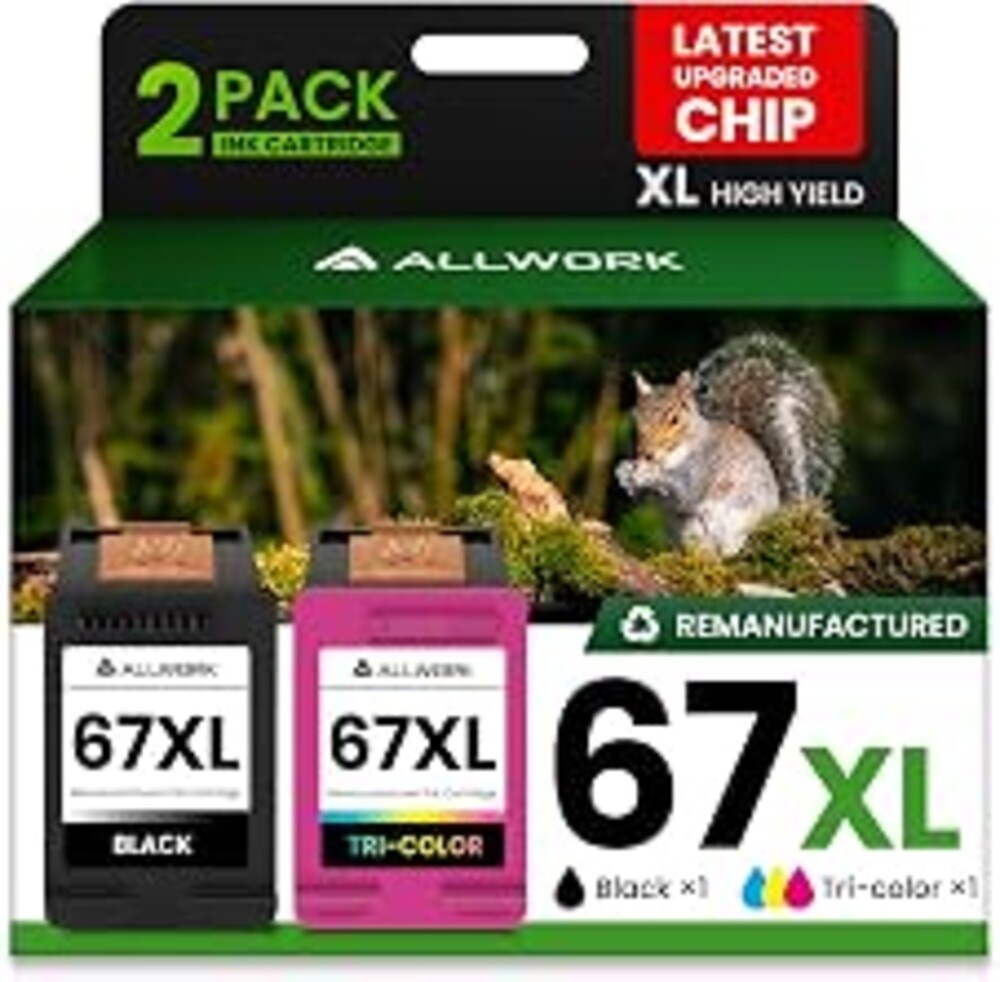 67XL Ink Cartridge Replacement for HP 67 XL Remanufactured for HP Ink 67 67XL for DeskJet 2755e 2700 2855e 2800 2752 2742e 4155e 4255e 4100 Envy 6055 6055e 6455e Printer 2-Pack Black Tri-Color