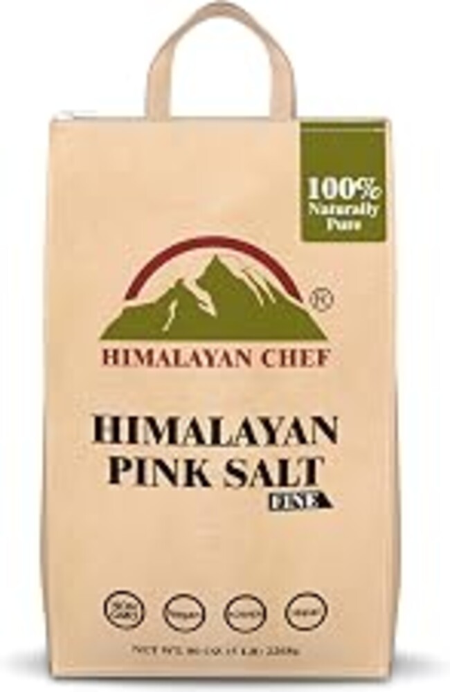 Himalayan Chef Himalayan Pink Salt - 5 lbs Fine Grain Bulk Bag - Kosher and Vegan, 100% Natural and Pure Gourmet Crystal - Contains 84 Minerals