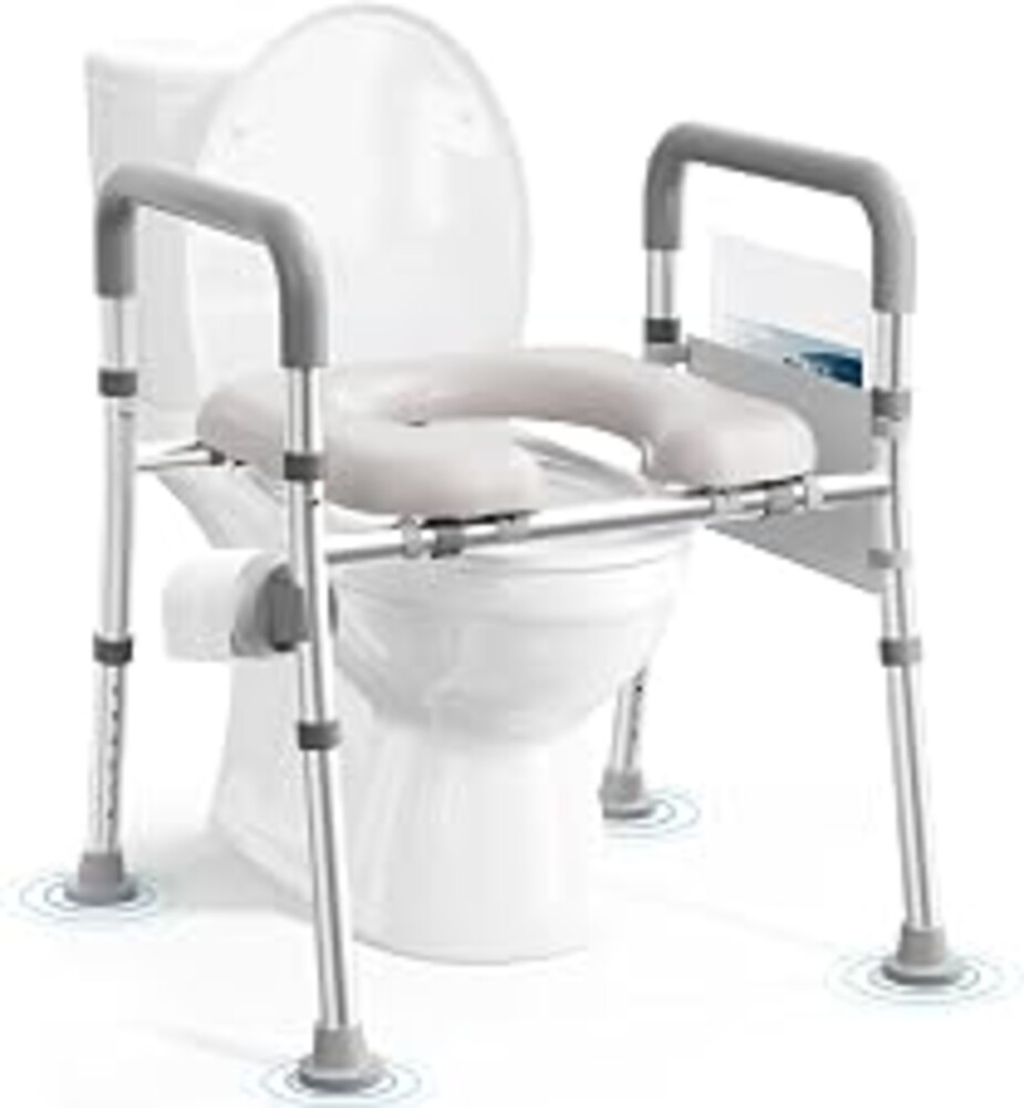 Soundfuse Toilet Seat Riser for Seniors, Raised Toilet Seat with Handles, Adjustable Height & Width, 400lb Handicap Elevated Toilet Seat, Fit Any Toilet