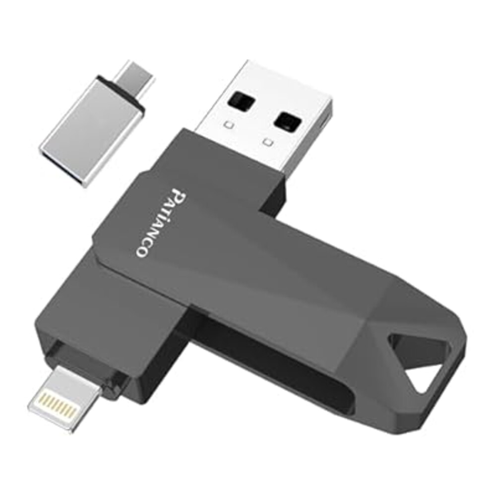 USB Flash Drive for iPhone 512GB Apple MFi Certified Photo Stick Thumb Drive, iPhone-Memory-Stick for iPad/iPhone/Computer Picture Keeper Portable Hard Drive Charcoal Black