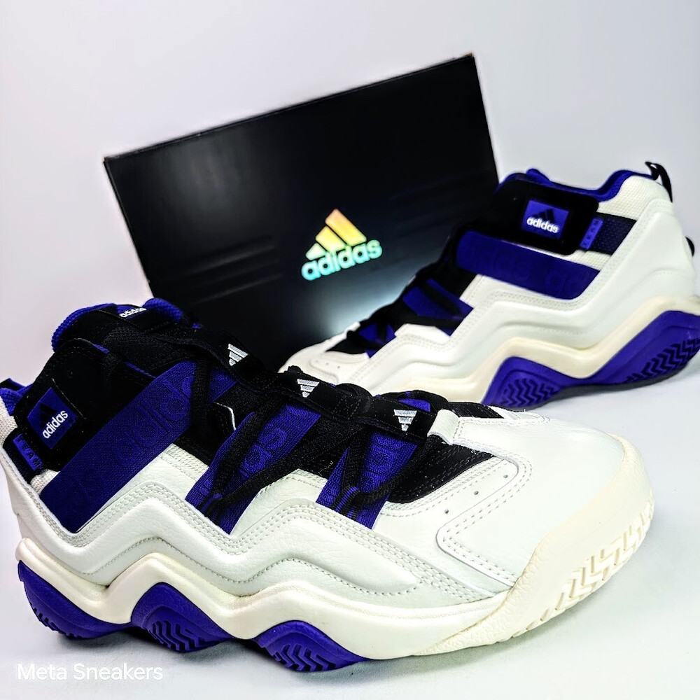 Adidas US 13 Men's White Black Purple Rare 90's Retro Top Ten 2000   HQ4622  New