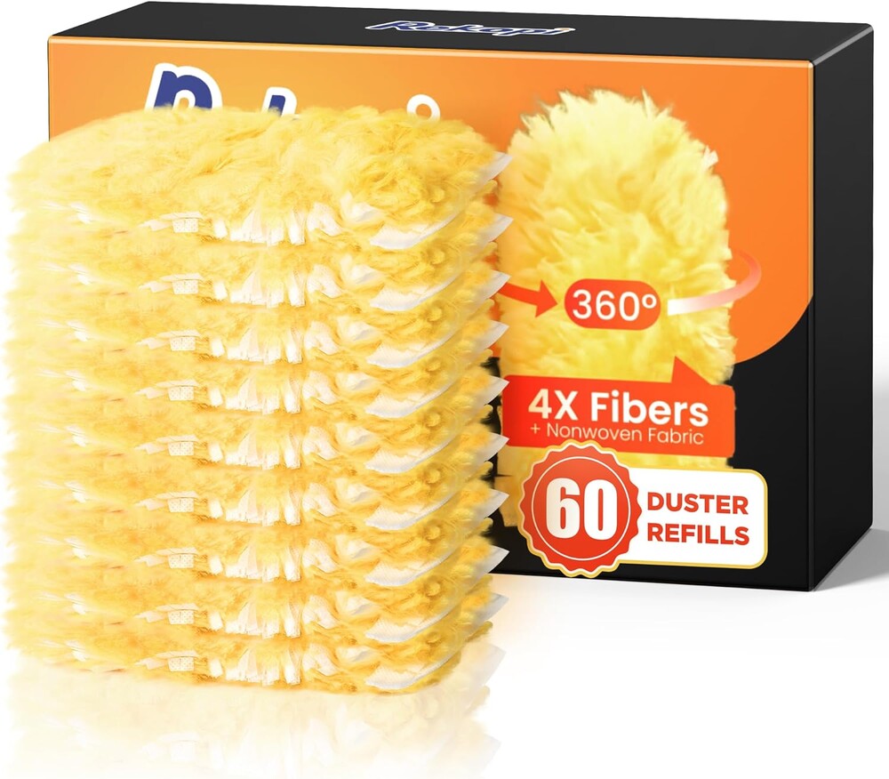 Heavy Duty Duster Refills for Swiffer, Multisurface 360° Larger Size Dusters with 4X Microfibers (Yellow, 60 Count)