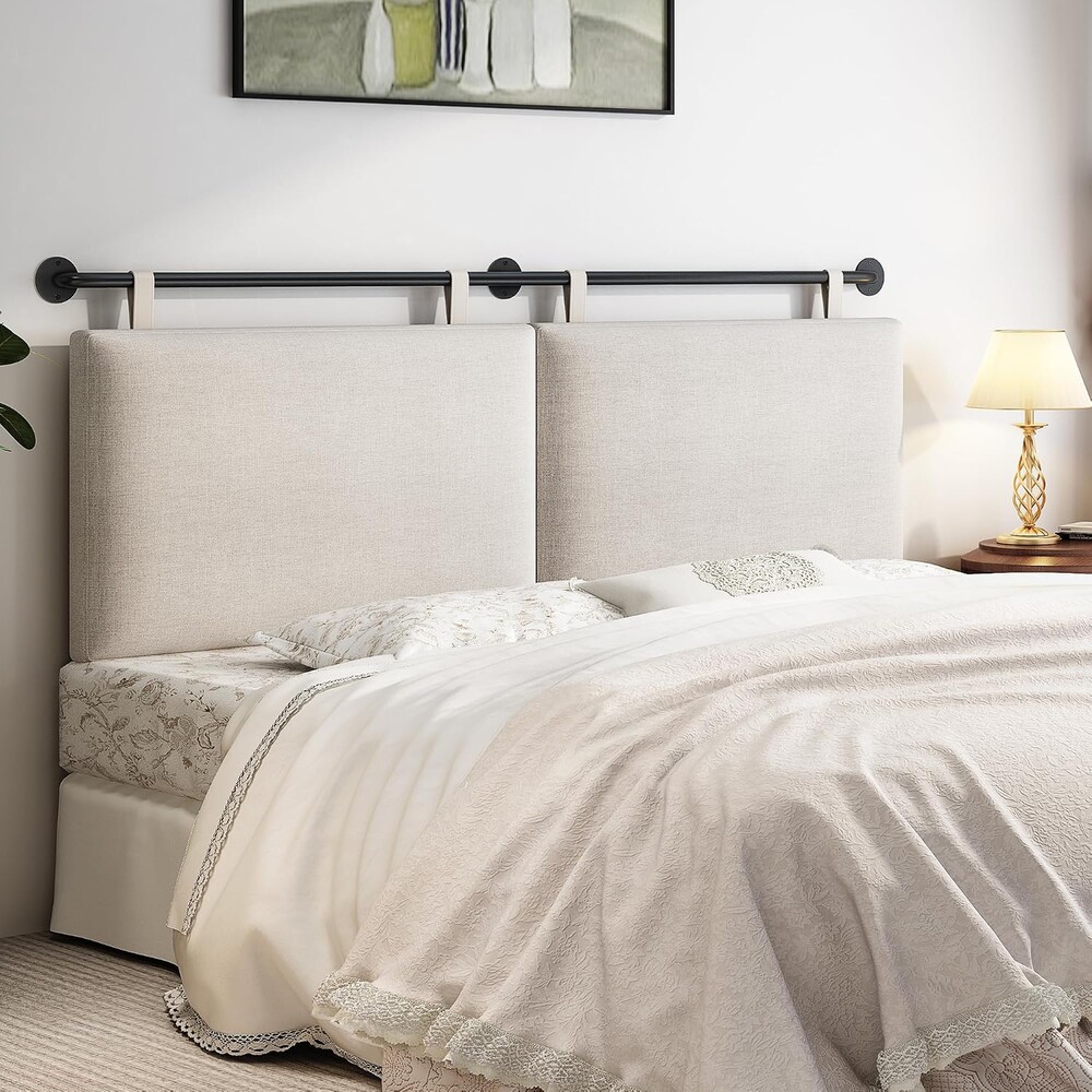BSHOMGI Headboards Queen Size Bed Headboard Wall Mounted with Linen Upholstery Hanging Headboard for Bedroom, Beige
