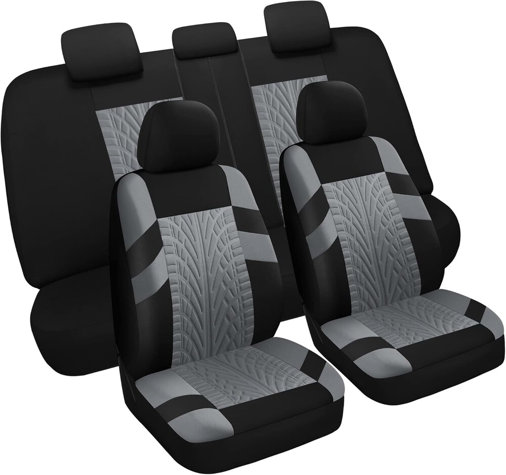 VarCozy Car Seat Covers Full Set, Front & Split Rear Bench for Car, Universal Cloth SUV, Sedan, Van, Automotive Interior Covers, Airbag Compatible