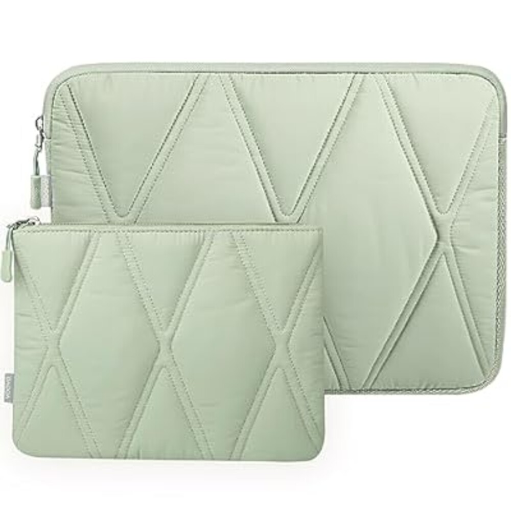 Voova Puffy Laptop Sleeve Case 15.6 16 Inch Compatible with MacBook Pro 16 M1/M2/M3/M4 Max 2019-2025, 15.6-16” Hp Lenovo Acer Asus, Cute Computer Cover Bag with Accessories Pouch,Mint Green