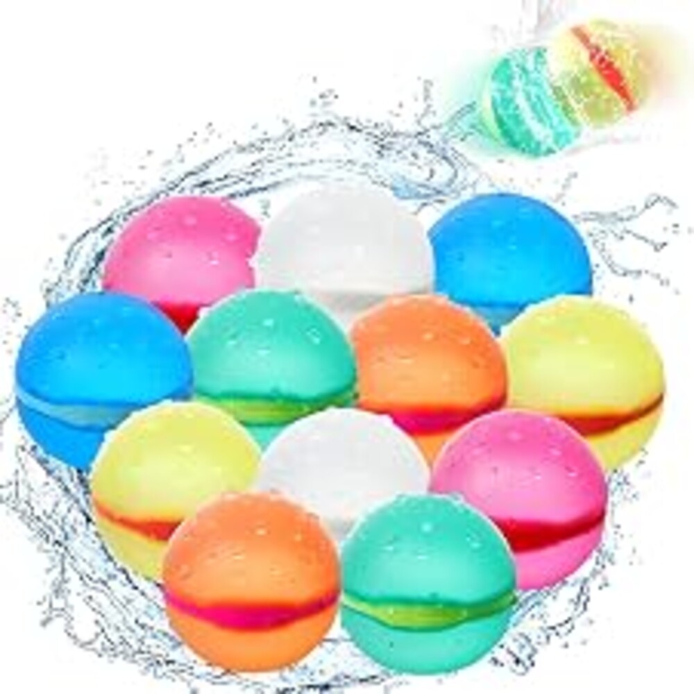 12 Pcs Reusable Water Balloons, Self-Sealing Refillable Water Balls, Pool Toys for Kids Ages 4-14, Pool Beach & Outdoor Water Ballons