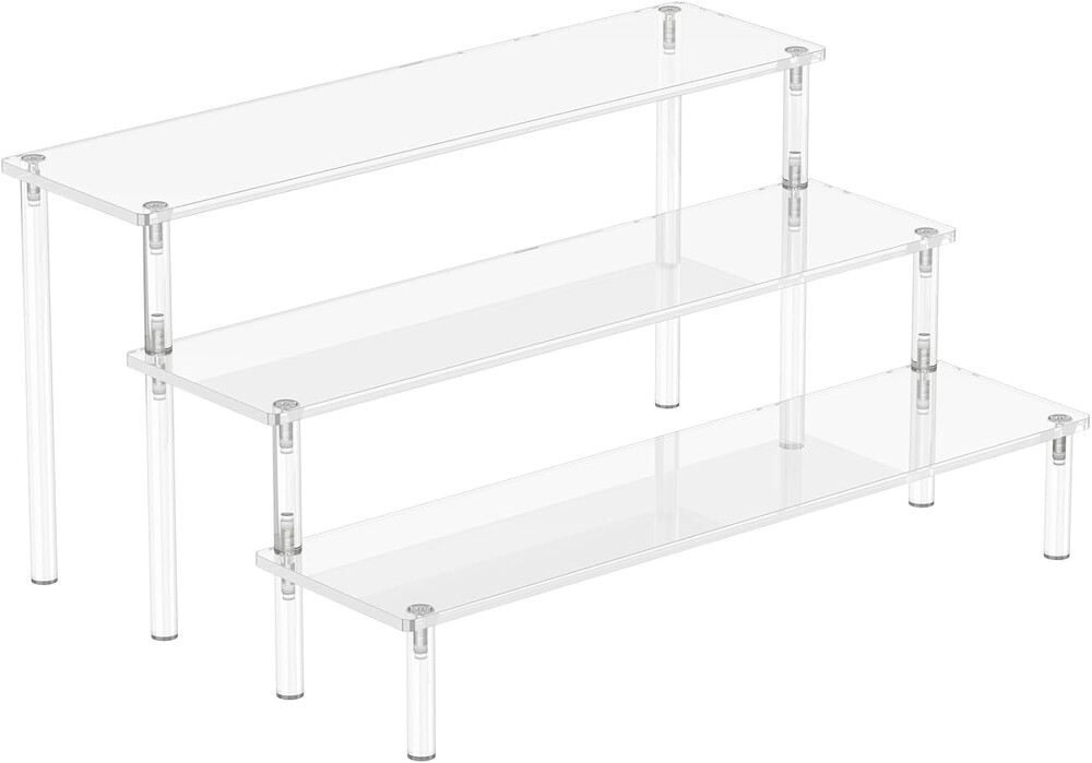 Aredpoook Acrylic Display Risers, 3 Tier Perfume Organizer Stand, Clear Cupcake Stand Holder, Large Shelf Risers for Figures, Dessert Shelves for Party, Display Shelf for Decoration and Organizer
