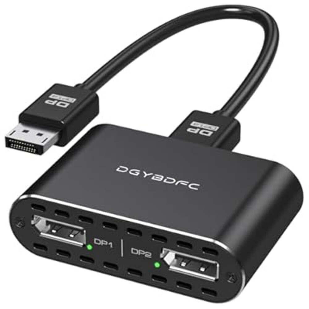 DGYBDFC DisplayPort to Dual DisplayPort Adapter Dual 4K120Hz or 4K144Hz+4K60Hz Extend/Copy Mode/SST/MST to 2 DP Splitter for 2 Monitors (MacOS Only Supports SST Mode,No DP Cable)
