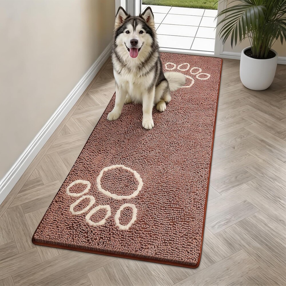 Bcoimo Super Absorbent Dog Door Mat, 60"*24" Anti Slip Mat for Muddy Paws, Pet Rugs for Dirty Paws Washable that Absorbs Moisture and Dirt, for Dog Cage and Pet Resting Carpet
