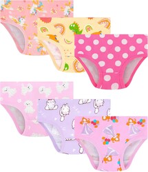 Girls and Toddlers 100% Cotton Underwear Tagless Soft Panties Size 2-3T,4-5T,6,8,10,12 (6-Pack)