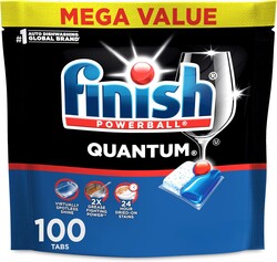 Finish Quantum Dishwasher Pods, No Pre-Rinse Dishwasher Detergent Soap Removes 24HR Dried-On Stain and Grease, Leaving a Virtually Spotless Shine, 100 Count