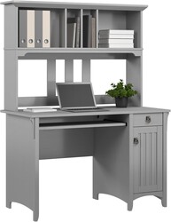 Bush Home Salinas Computer Desk with Hutch | Study Table with Drawers, Cabinets & Pullout Keyboard/Laptop Tray | Modern Home Office Desk in Cape Cod Gray | Work Desk with Storage