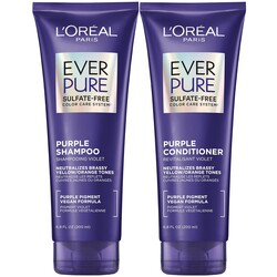 L'Oreal Paris EverPure Purple Shampoo and Conditioner Set, Sulfate-Free Brass Toning for Blonde, Bleached, Highlighted, Silver or Gray Color-Treated Hair, 13.6 Fl Oz Set