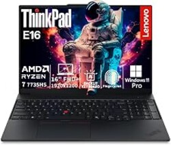 Lenovo ThinkPad E16 Gen 2 Business Laptop, 16" WUXGA Anti-Glare Display, AMD Ryzen 7 7735HS (8-Core), 32GB DDR5 RAM, 1TB PCIe SSD, Wi-Fi 6E, Backlit Keyboard, Windows 11 Pro Grey