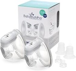 BabyBuddha Hands Free Milk Collection Cups for Breast Pump, 8 Fl Oz Each, Wearable Breastmilk Containers, Compatible with BabyBuddha Pump, Spill Resistant Design, Small Flange 22 to 24mm, 2 Pack