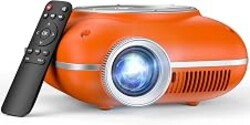 HOMPOW Mini Projector with Two -Way Bluetooth, Portable Projector for Home Theater Use, Support 1080P for Indoor/Outdoor, Movie Projector Compatible with HDMI, USB, Laptop, TV Stick (Orange)