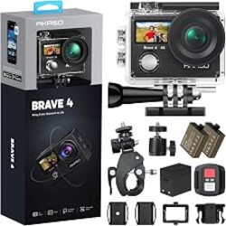 AKASO Brave 4 Action Camera 4K30 Ultra Hd Waterproof Underwater Camera | 20MP EIS WiFi Remote Control 170° FOV 5X Zoom Sport Camera for Snorkel Travel with Bicycle Helmet Motorcycle Accessories Kit