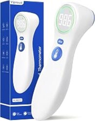 No-Touch Thermometer for Adults and Kids, 1-Second Fast Reading, Color-Coded Fever Alarm, Silent Mode, Object & Room Temperature Function, Baby Essential | Home Medical | Nurse Accessories for Work