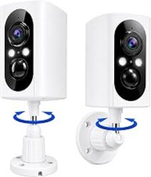 2K Security Cameras Wireless Outdoor, 355° Pan Rotate, Battery Powered, Color Night Vision WiFi Cameras, AI Motion Detection, Cloud/SD Storage, IP65, Alert & Alarm, Cameras for Home Security, 2 Pack