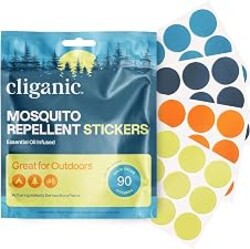 Cliganic Mosquito Repellent Stickers (90 Pack) - Patches for Kids & Adults, Natural DEET-Free, Citronella Essential Oil Infused, Insect Repelling Garments
