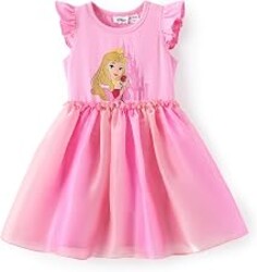 Disney Princess Frozen Elsa Minnie Stitch Toddler Girl Tulle Tutu Dress Ruffle Sleeve Mesh Summer Birthday Party Clothes 2-9Y