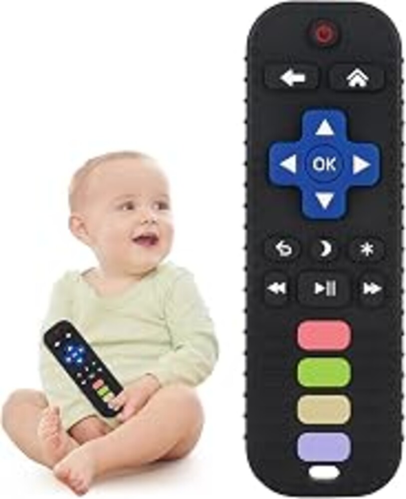 Chuya Baby Teether Toy Chew Toys for Babies 3-24 Months TV Remote Control Shape Teething Relief for Infants (Black)