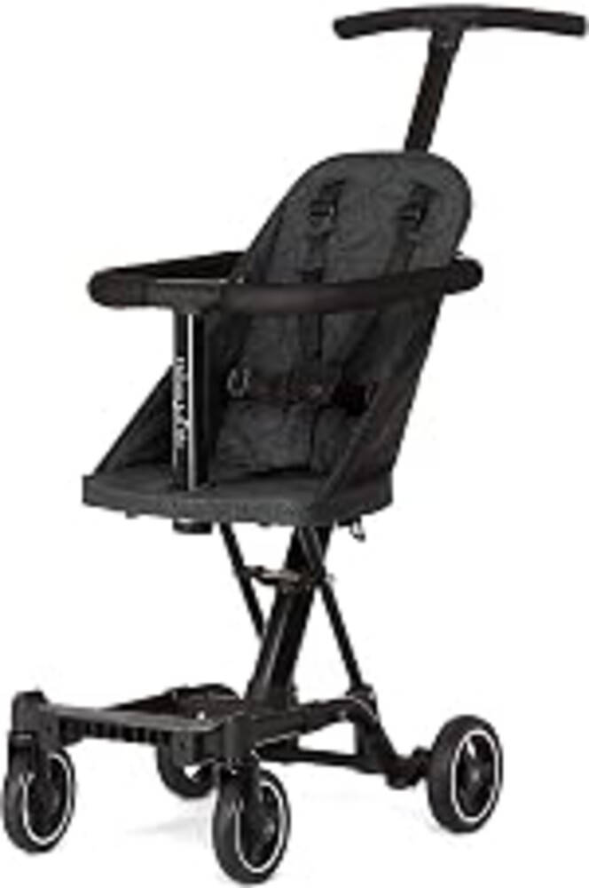 Dream On Me Coast Rider Lightweight Travel Stroller, Compact Baby & Toddler Stroller, Theme Park Approved, Quick Fold, Converts to Rider & Scooter, 45 lb Weight Capacity, Black