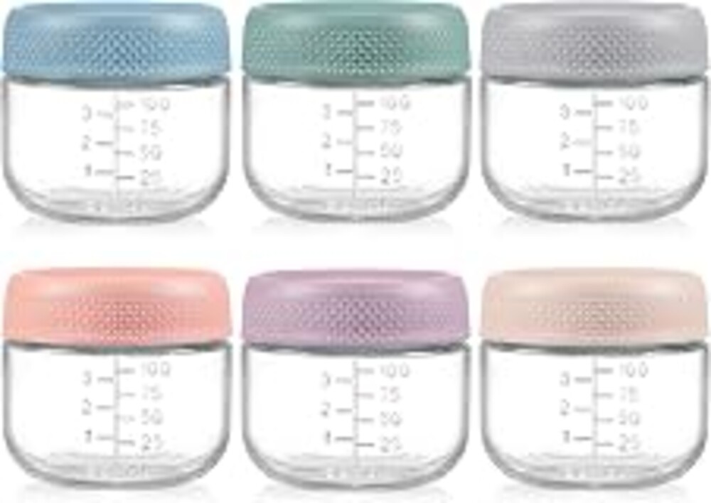 NETANY 6 Pack 4 oz Glass Baby jars with Airtight Lids, Glass Baby Food Storage Containers,Overnight Oats Containers with Lids | Microwave, Dishwasher & Freezer Safe | Includes 10 Labels