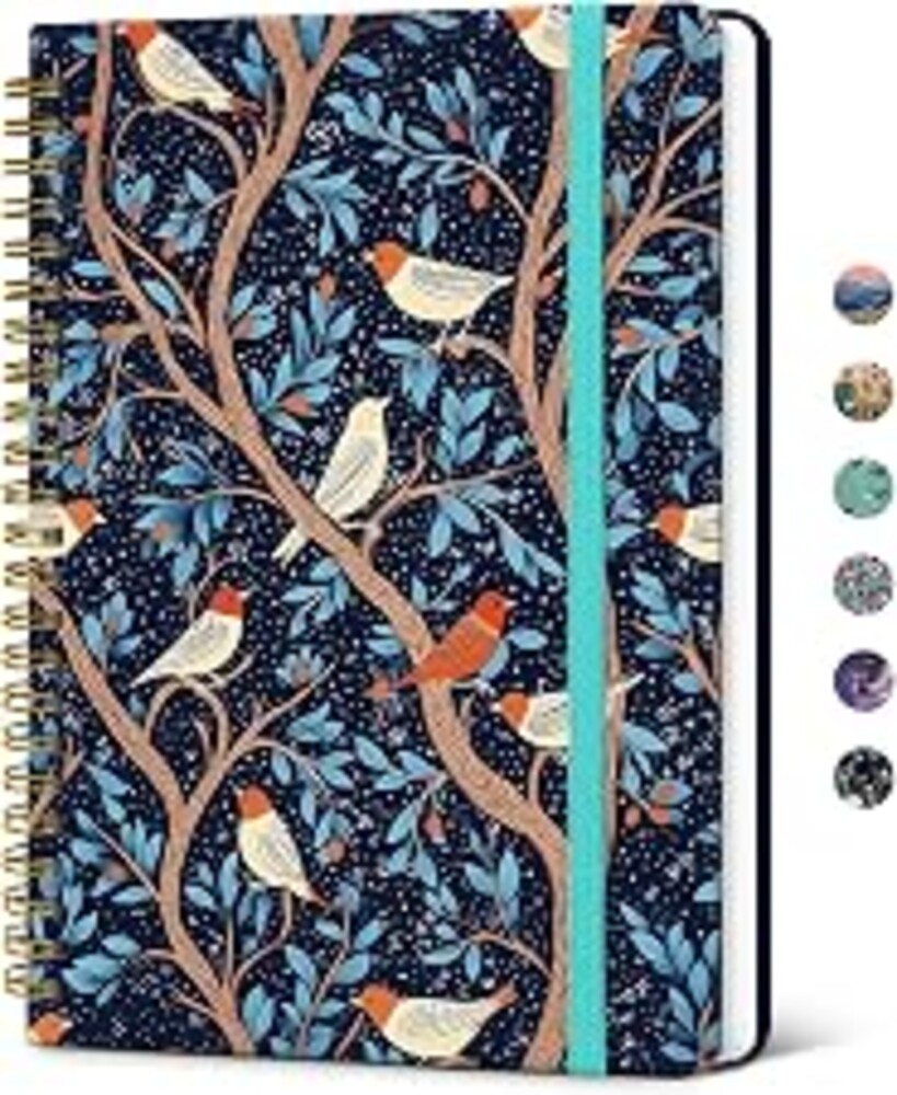 Taja Spiral Lined Journal for Women, Notebook for Work with Pretty Cover, 140 College Ruled Pages, Hardcover Notebook for Journaling, Note Taking, Bible Study, Starry Branches