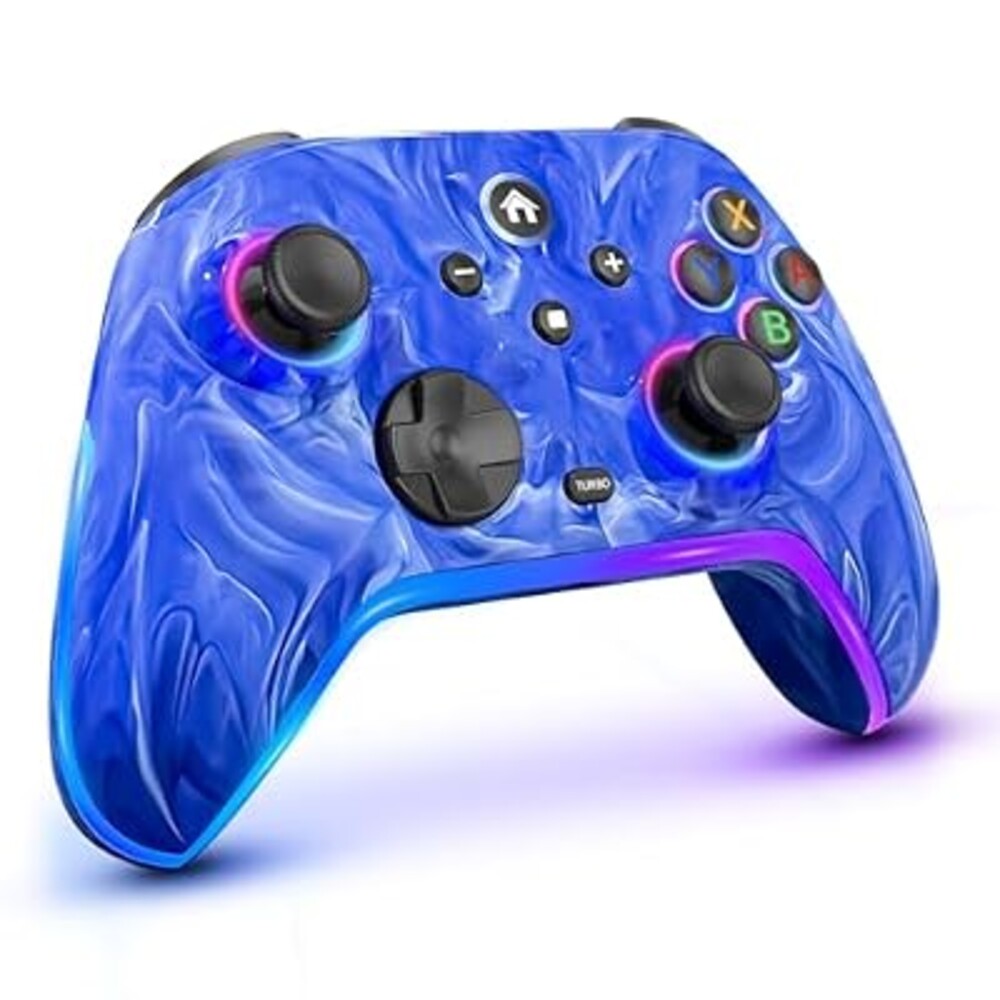 Wireless Switch Controllers for Nintendo Switch/Lite/OLED/Switch 2, 1200mAh Rechargeable Pro Controller, 10 Colors LED Light up, Switch Turbo Remote with Vibration/Motion Control/Turbo/Gyro/Wake up