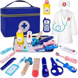 COSILY Doctor Kit for Kids, Doctor Kit for Toddlers 3-5 with Medical Storage Bag & Real Stethoscope, Doctor Costume for Pretend Play, Birthday Gift for Girls Boys