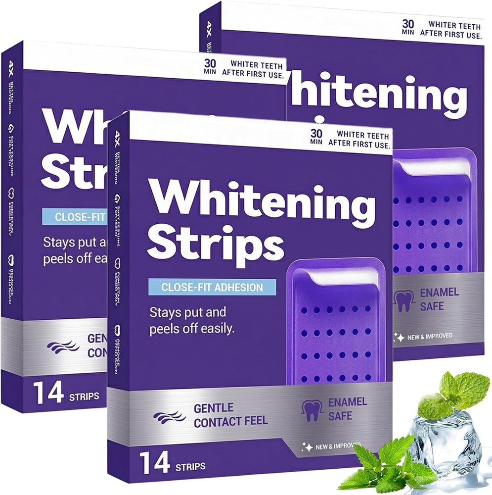 3 PCS Purple Whitening Strips for Teeth, Gentle Purple Strips Teeth for Surface Stain Reduction & Natural Shine, Portable & Easy to Use at Home or on-the-Go (42 Strip)