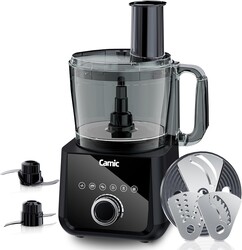Camic Food Processor, 600W, Shredding and Slicing, French Fries Cutter, Kneading, Meat and Vegetable Chopping, Ice Crushing, 6 Presets, Easy to Operate and Clean for Home Use (Standard Version)