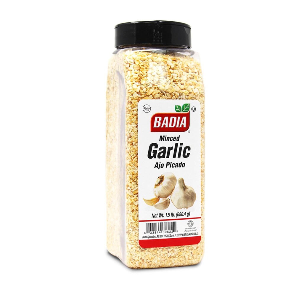 Badia Minced Garlic, 1.5 lb - Garlic for Cooking & Seasoning | Coarsely minced dehydrated garlic delivers rich, savory flavor for meats, sauces, marinades, soups, and everyday recipes