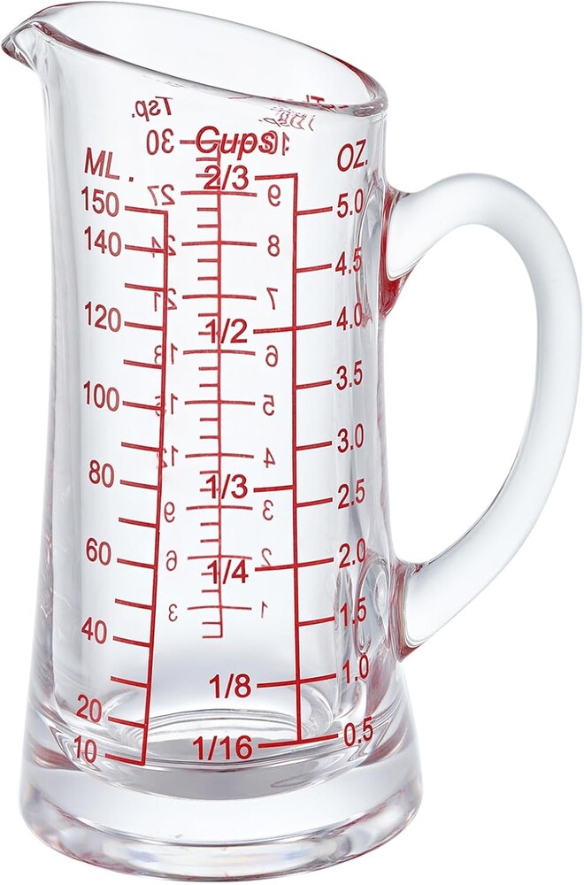 Ackers Glass Measuring Cup 5 Oz/150ml Shot Glass Measuring Cup with V-Spout,Insulated handle