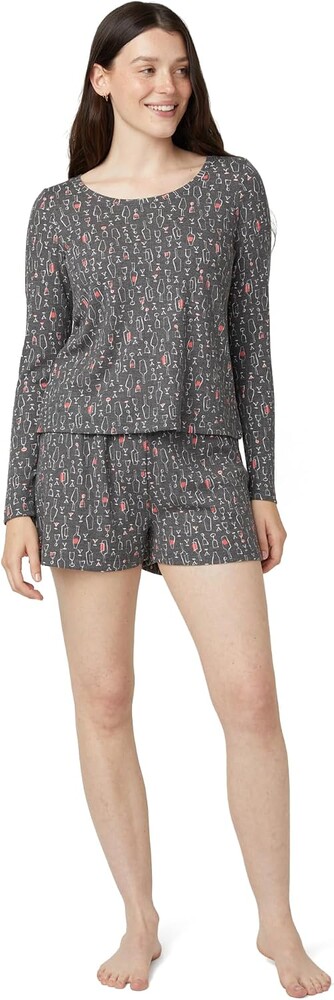 HUE Women's Pajama 2 Piece Set Includes Sleep Top and Boxer Shorts