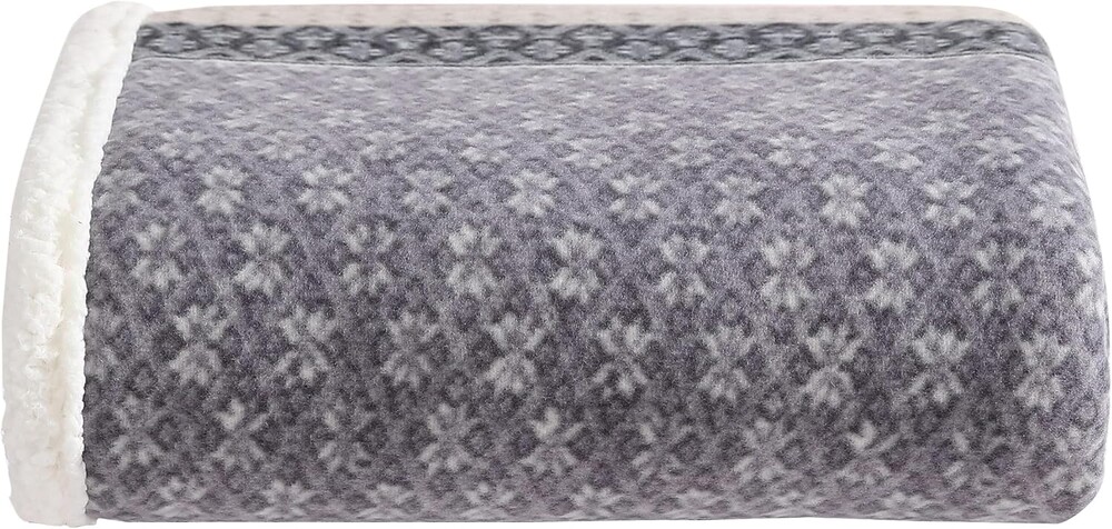 Eddie Bauer - Throw Blanket, Brushed Fleece & Plush Sherpa Bedding, Throw Blanket for Couch & Bed (Fair Isle Dark Steel, 50" x 70")