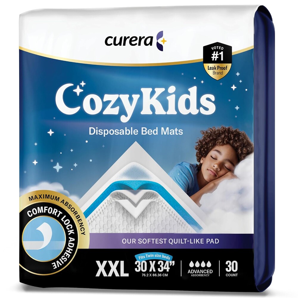 CozyKids® Disposable Bedwetting Bed Pads for Kids 30”x 34” Super Absorbent Potty Training Pee Pads for Children - XXL Bed Wetting Mats for Good Nights [30-Pack] Chucks for Kids & Toddlers