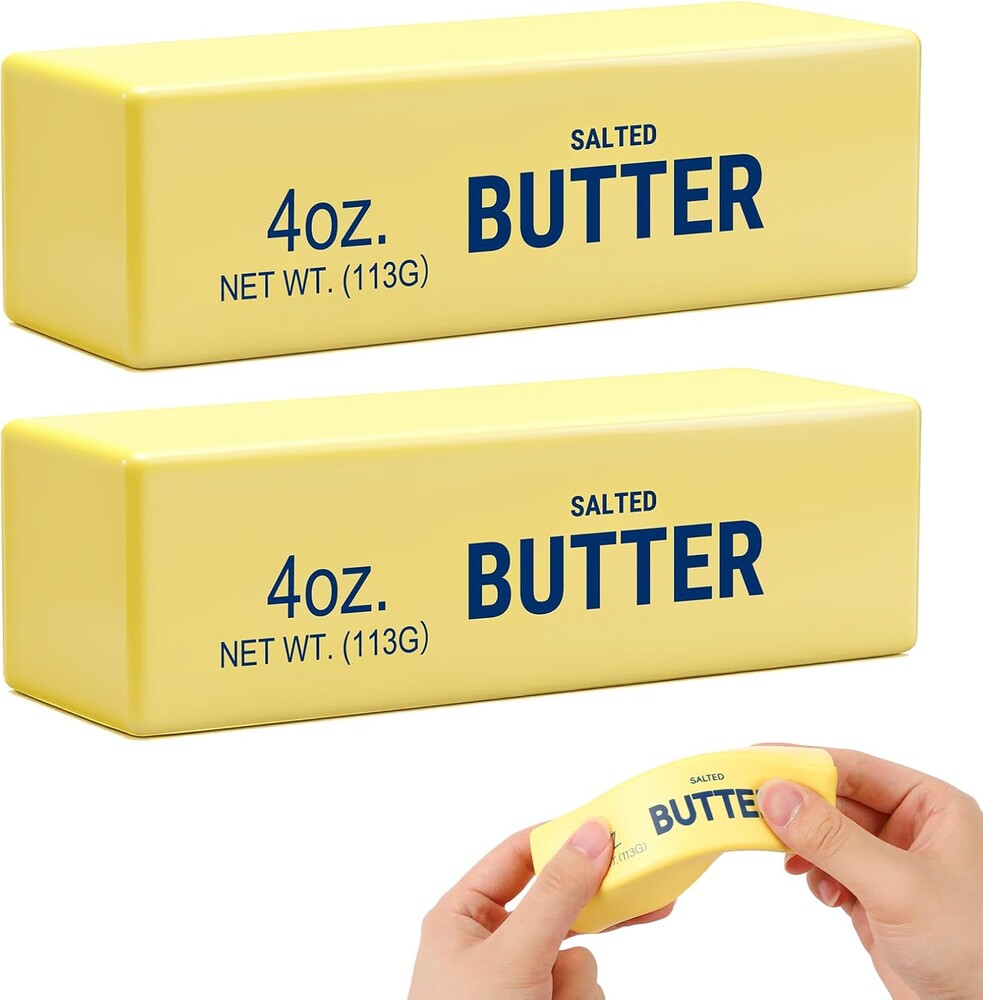 2Pack Slow Rising Dumpling Squishy Butter Squeeze Toys, Slow Rising Squishy,Squeeze Ball Realistic Butter Stick Soft Squeeze Toys for Adults Office Home Stress Relief (Yellow)