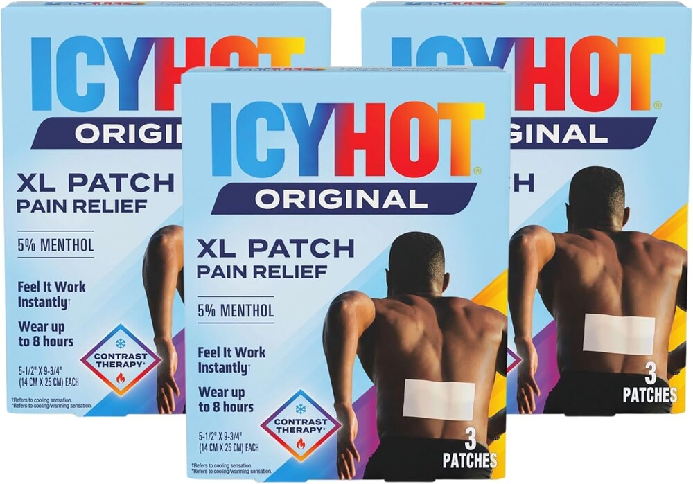 Icy Hot Medicated Patch XL Extra Strength Pain Relief Patch (3 Count) for Back and Large Areas, 3 Pack