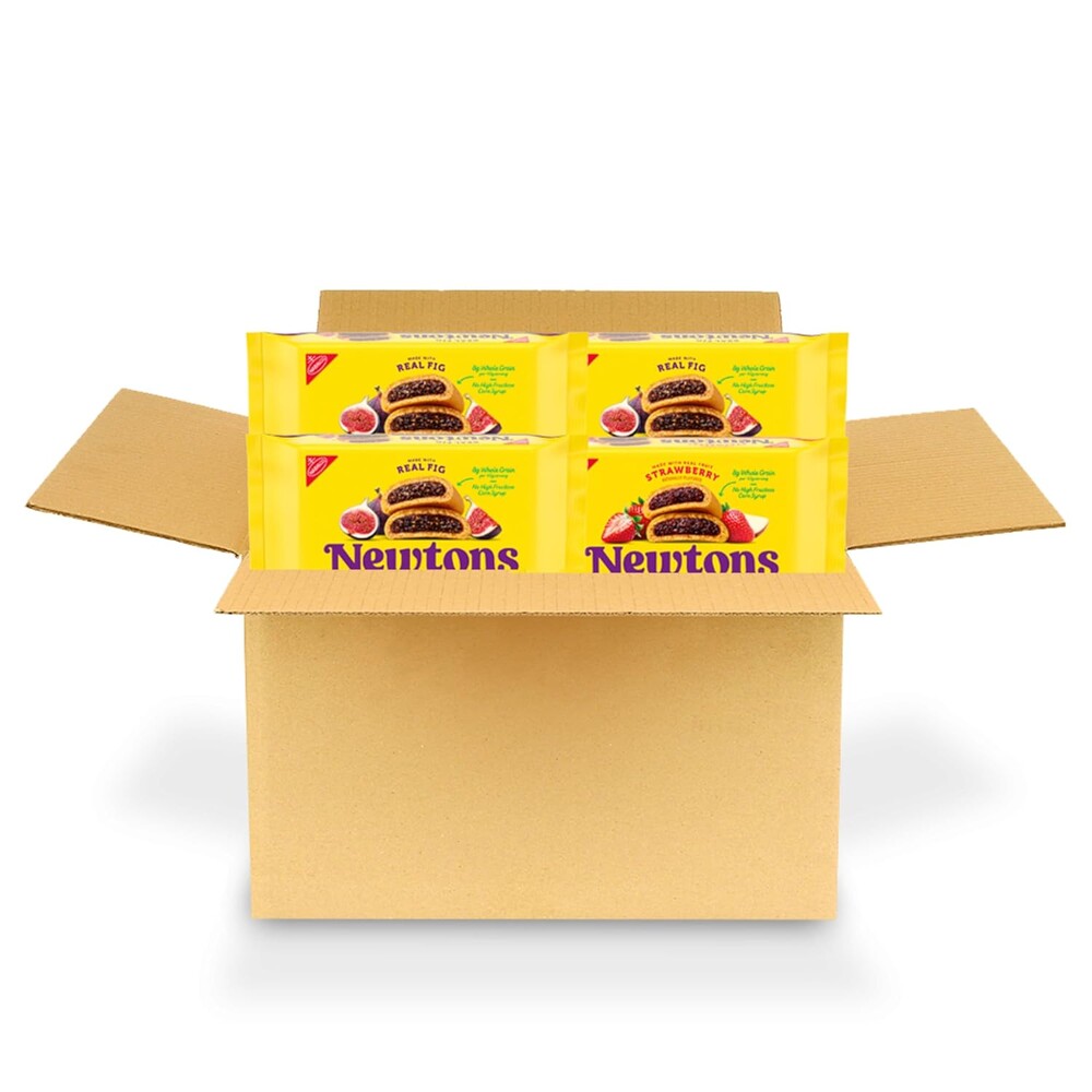 NEWTONS Soft Baked Fruit Bars Variety Pack, Real Fruit Fig Bars and Strawberry Cookies, 4 - 10 oz Packs