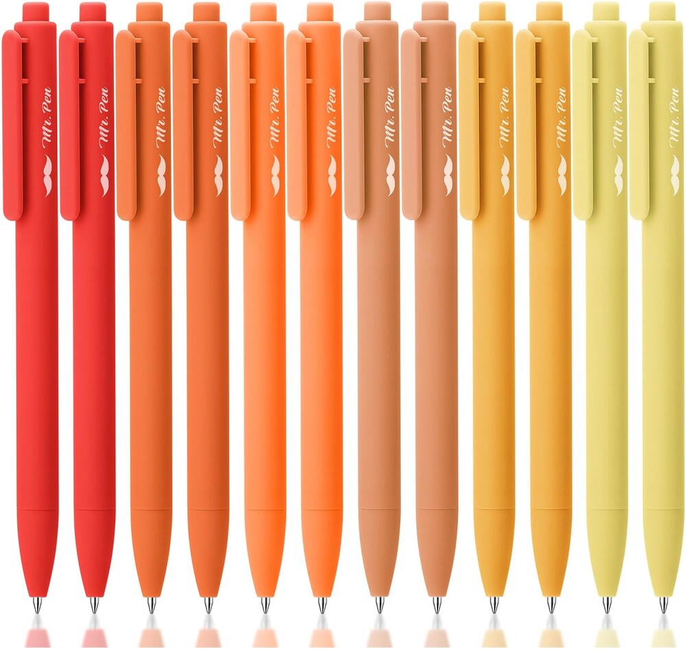Mr. Pen- Retractable Gel Pens, 12 Pack, Black Ink, Summer Morning Barrel | Fine Point 0.5mm, Fast Dry, Smooth Writing, Cute Pens for Drawing, Writing Planner and School Supplies