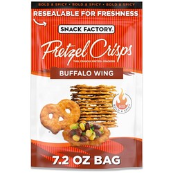 Snack Factory Buffalo Wing Pretzel Crisps, Non-GMO, 7.2 OZ Resealable Bag
