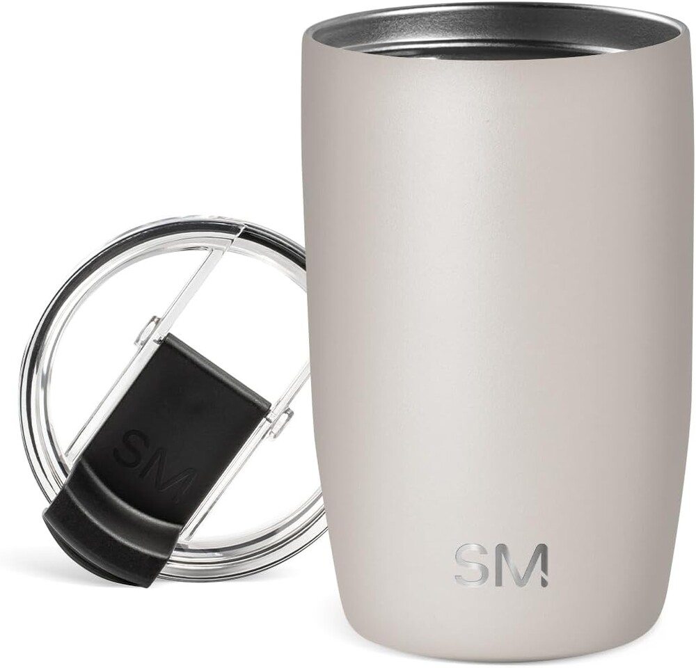 Simple Modern Voyager Tumbler with Flip Lid | Travel Coffee Mug | Insulated Stainless Steel Cold Brew Iced or Hot Coffee Cup | Gifts for Women Men Her Him | 12oz, Almond Birch