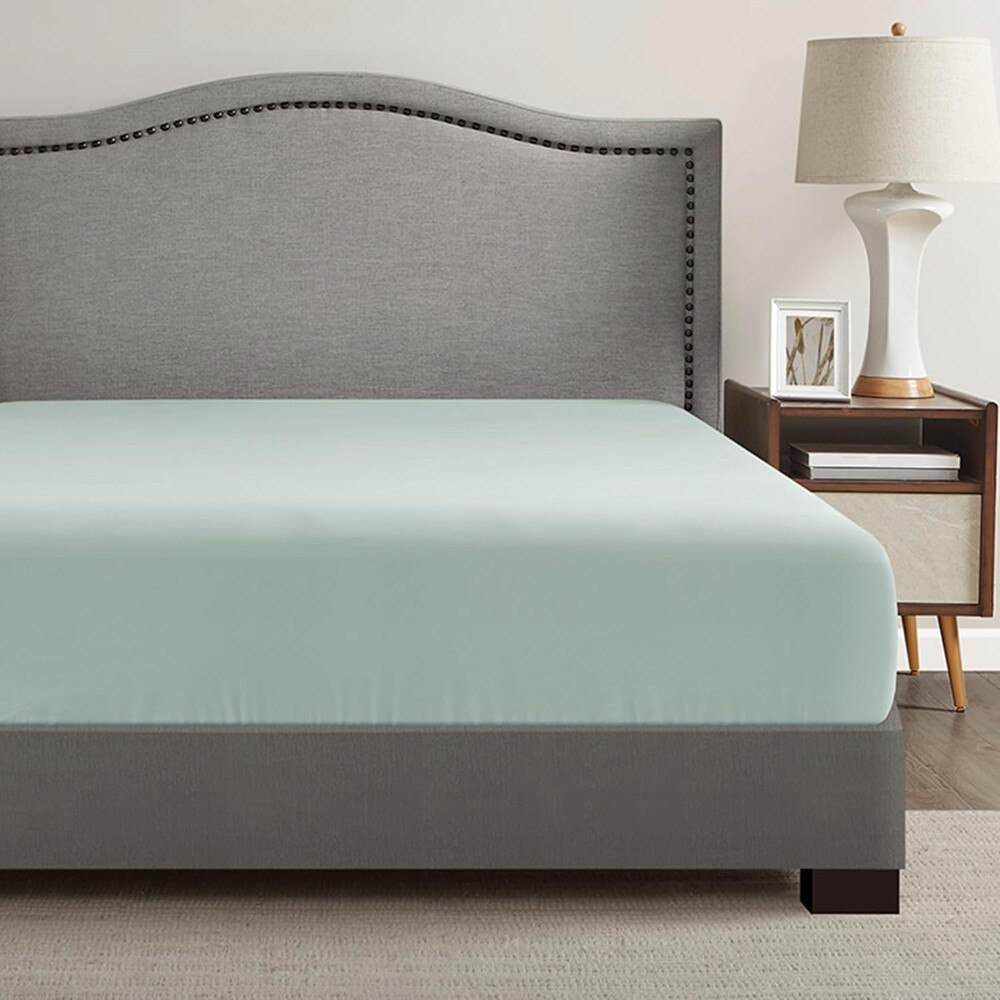 Comfort Spaces Coolmax Moisture Wicking Fitted Sheet ONLY Super Soft, Fade Resistant, All Elastic Deep Pocket Fits Up to 16" Mattress - Warm Weather Cooling Sheets for Night Sweats, Queen, Aqua