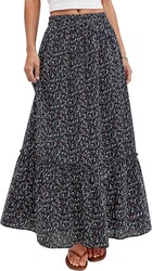 BTFBM Womens Boho Maxi Skirt 2026 Summer Floral High Waisted Flowy Tiered Long Spring Beach Vacation Skirts Pockets