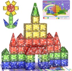 WMXDU 60pcs Large Diamond Magnetic Tile, Magnetic Building Blocks Magnet Toy with Iron Box, STEM Educational Montessori Indoor Building Kit for Preschool Boys Girls Age 3+ Classroom Must Haves