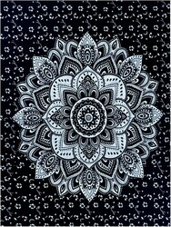 AUNERCART Launched Black Silver Passion Ombre Mandala Small Tapestry Poster Beach Throw Bohemian Wall Hanging Gypsy Art Big Flower Tapestries 40x30 Inches