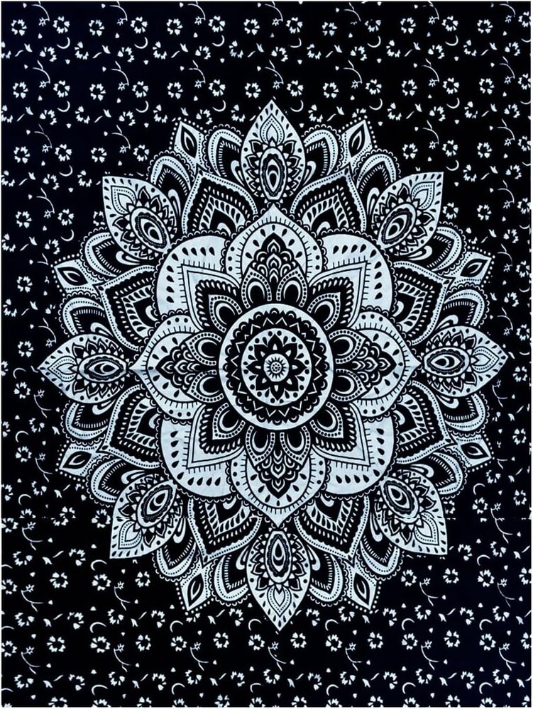 AUNERCART Launched Black Silver Passion Ombre Mandala Small Tapestry Poster Beach Throw Bohemian Wall Hanging Gypsy Art Big Flower Tapestries 40x30 Inches